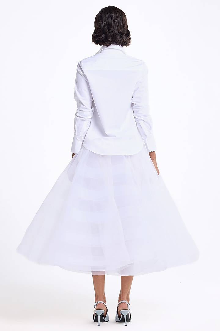 Ivory Tulle Midi Skirt by Gauri and Nainika at Pernia's Pop Up Shop