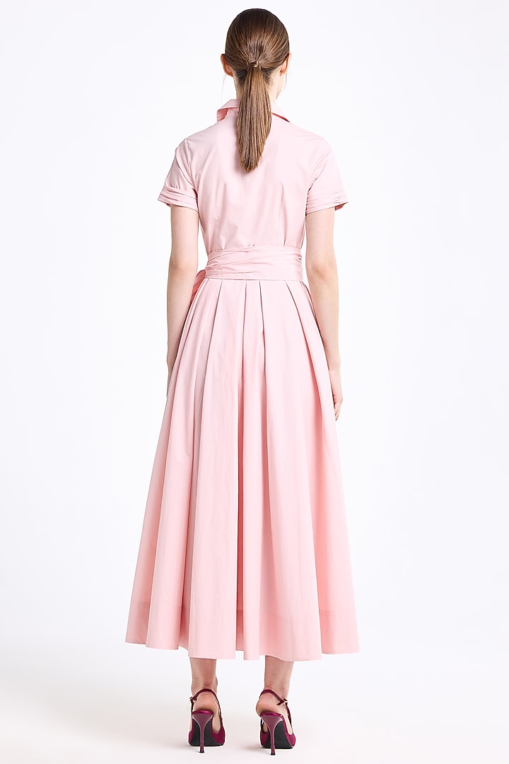 Pink Cotton Thread Embroidered Cocktail Shirt Dress by Gauri And Nainika at Pernia's Pop Up Shop