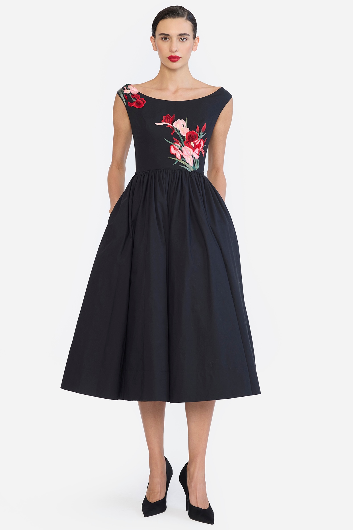 Gauri And Nainika Black Cotton Thread Embroidered Dress