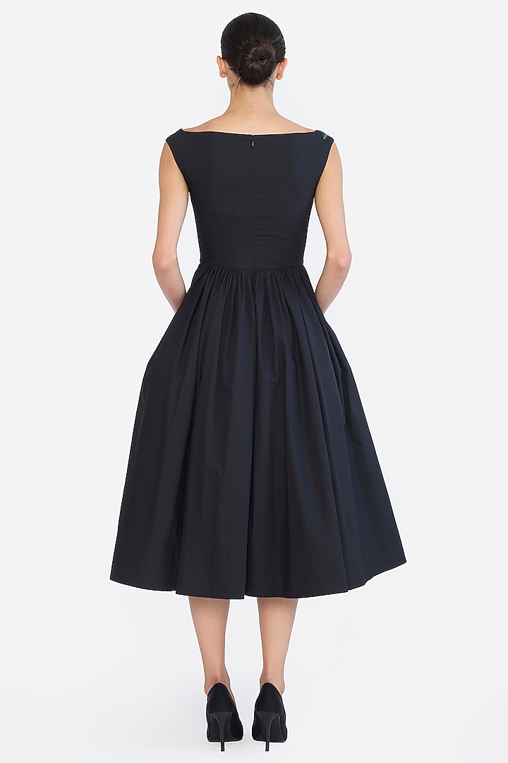 Black Cotton Thread Embroidered Party Wear Dress by Gauri And Nainika at Pernia's Pop Up Shop