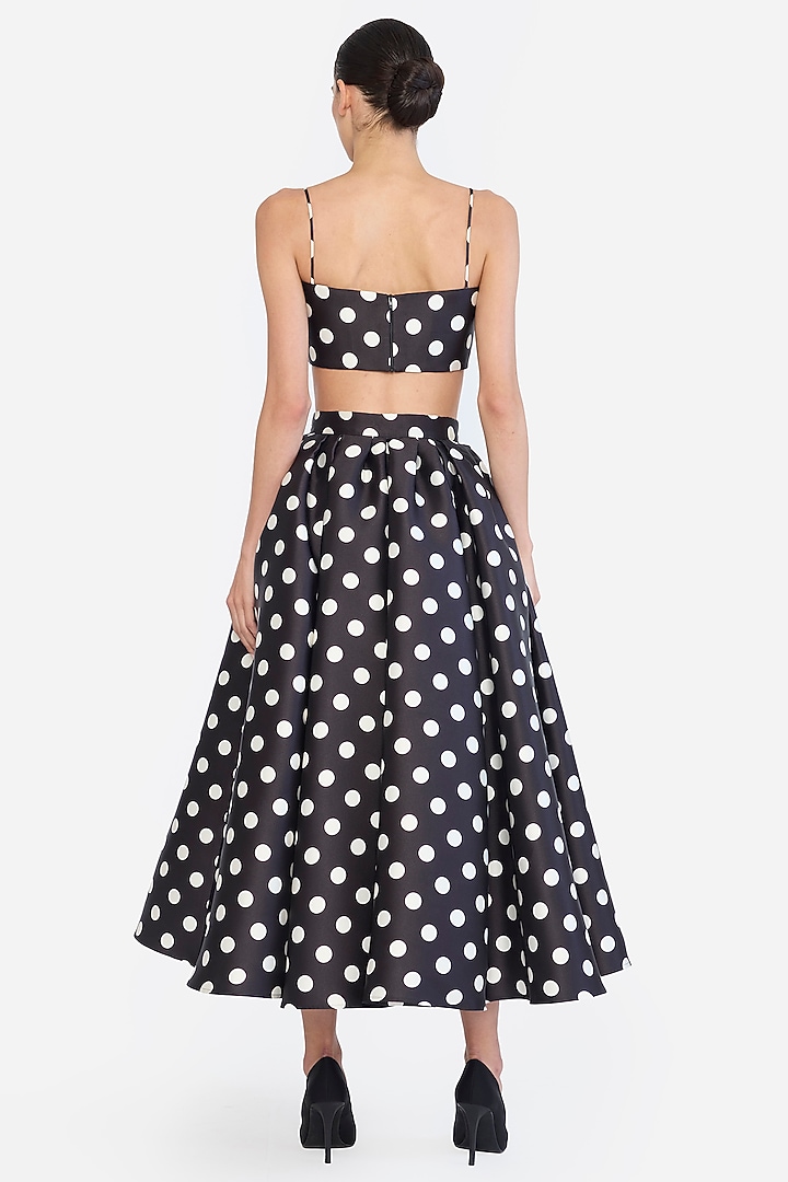 Black & Ivory Mikado Polka Printed Rose Corseted Top by Gauri And Nainika at Pernia's Pop Up Shop