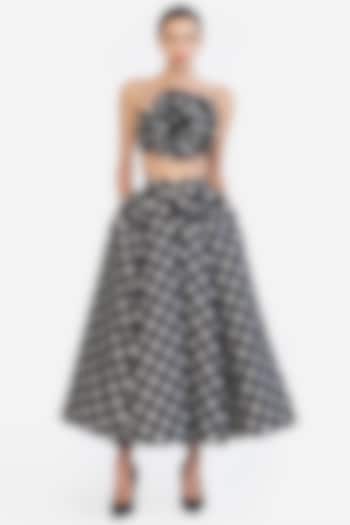Black & Ivory Mikado Polka Printed Maxi Skirt by Gauri And Nainika at Pernia's Pop Up Shop