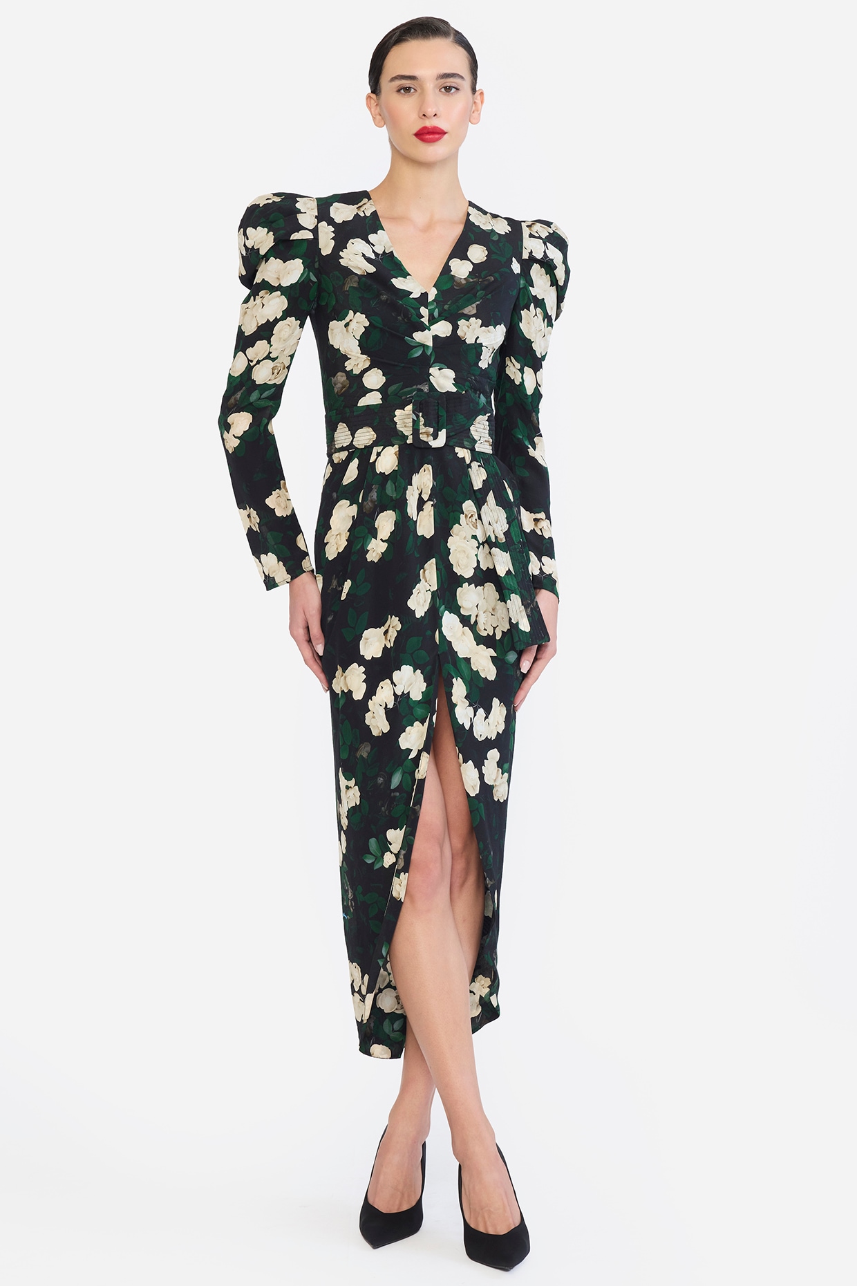 Gauri And Nainika Multi-Colored Crepe Floral Print High-Low Midi Dress