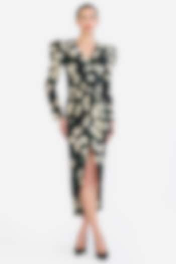 Multi-Colored Crepe Floral Print High-Low Midi Party Wear Dress by Gauri And Nainika at Pernia's Pop Up Shop