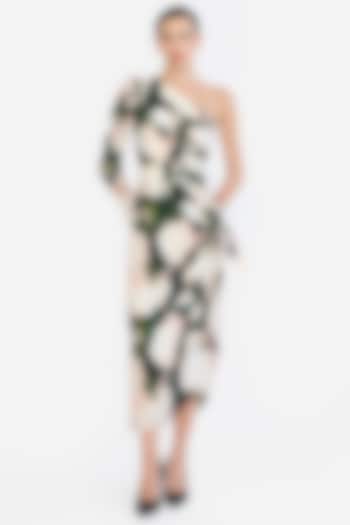 Multi-Colored Crepe Printed One-Shoulder Pencil Party Wear Dress by Gauri And Nainika at Pernia's Pop Up Shop