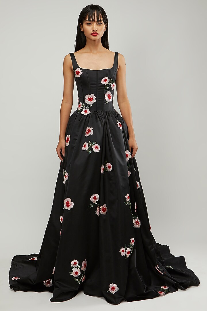 Black Embroidered Gown by Gauri and Nainika at Pernia's Pop Up Shop
