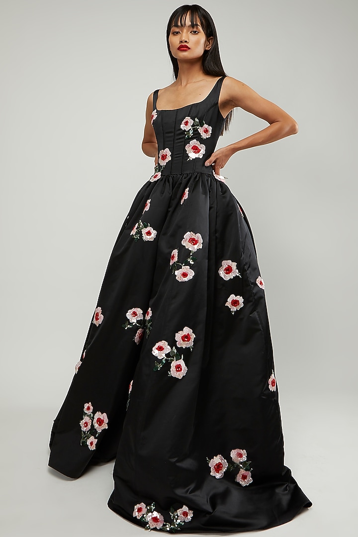 Black Embroidered Gown by Gauri and Nainika at Pernia's Pop Up Shop