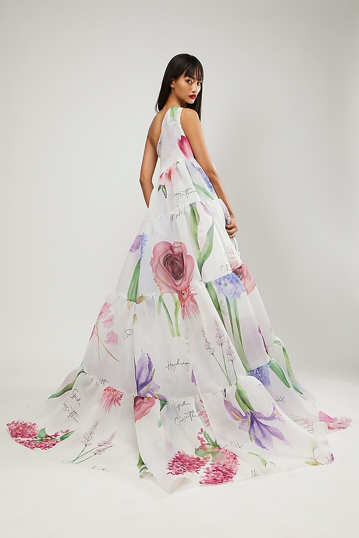 White & Purple Printed Gown by Gauri and Nainika at Pernia's Pop Up Shop