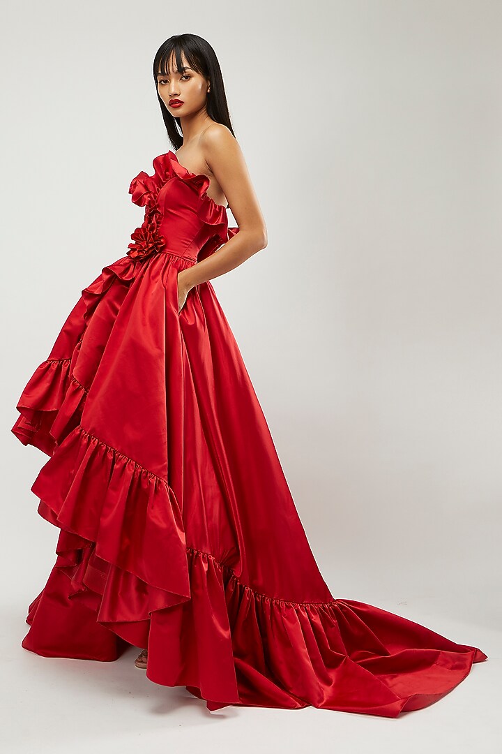 Red Strapless Gown by Gauri and Nainika at Pernia's Pop Up Shop