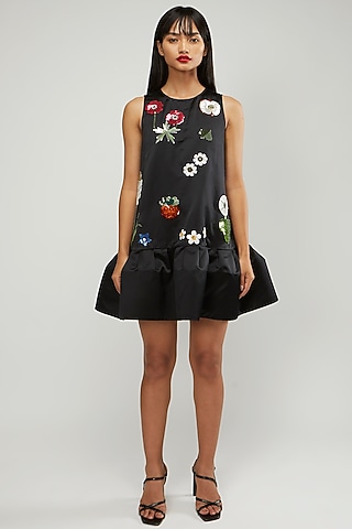 Black Embroidered Dress by Gauri and Nainika