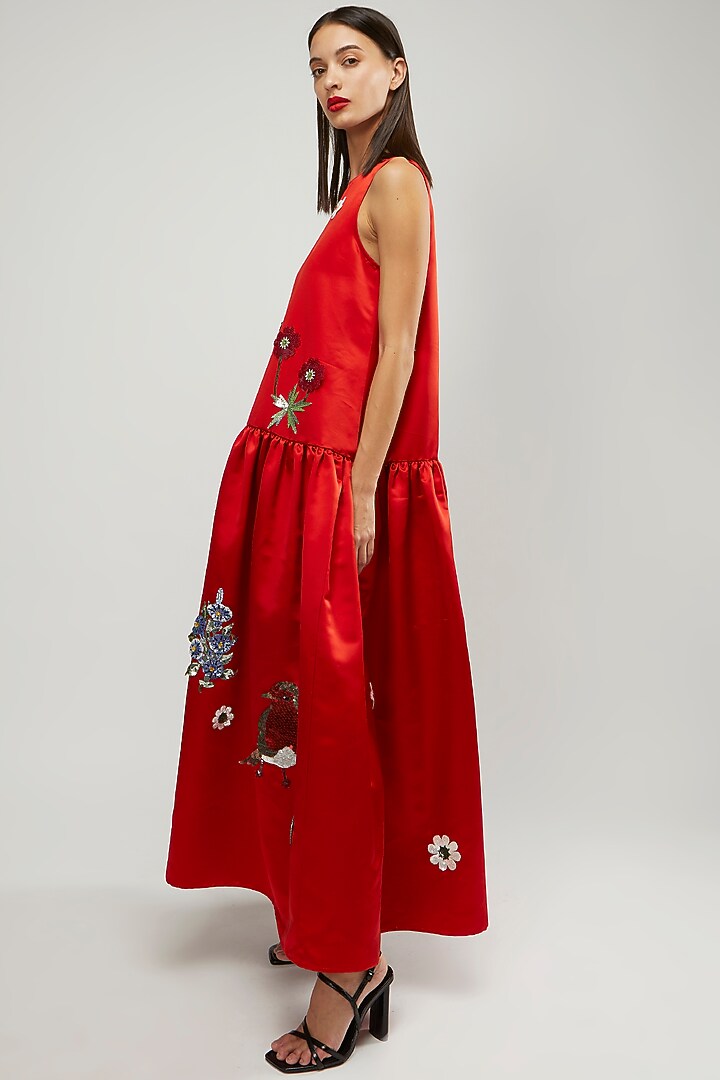 Red Embroidered Gown by Gauri and Nainika at Pernia's Pop Up Shop