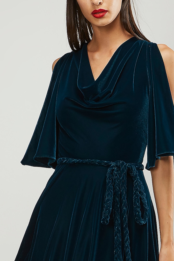 sachin and babi light blue dress emerald green velvet a line midi dress elegant round neck