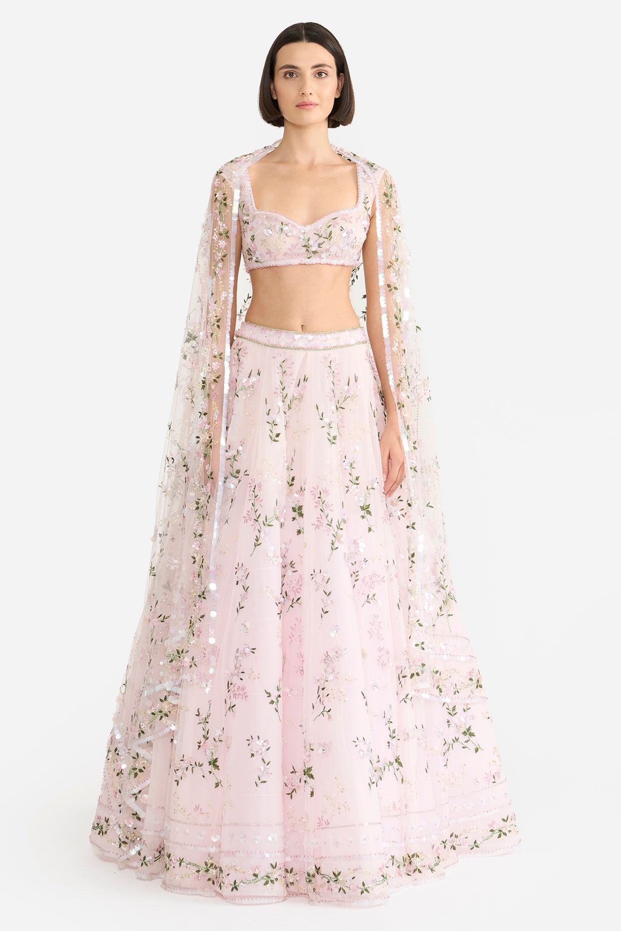 Gauri and Nainika Light Pink Tulle Lehenga Set