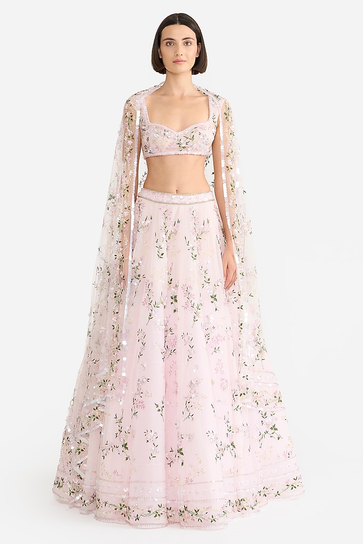 Light Pink Tulle Bridal Lehenga Set by Gauri and Nainika at Pernia's Pop Up Shop