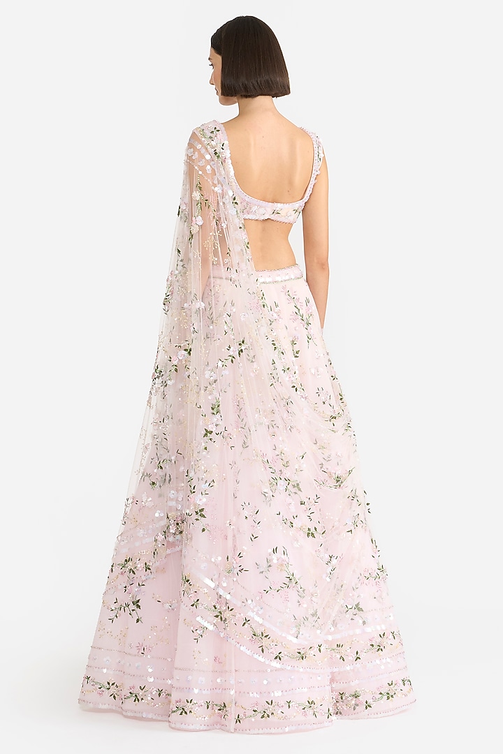 Light Pink Tulle Bridal Lehenga Set by Gauri and Nainika at Pernia's Pop Up Shop