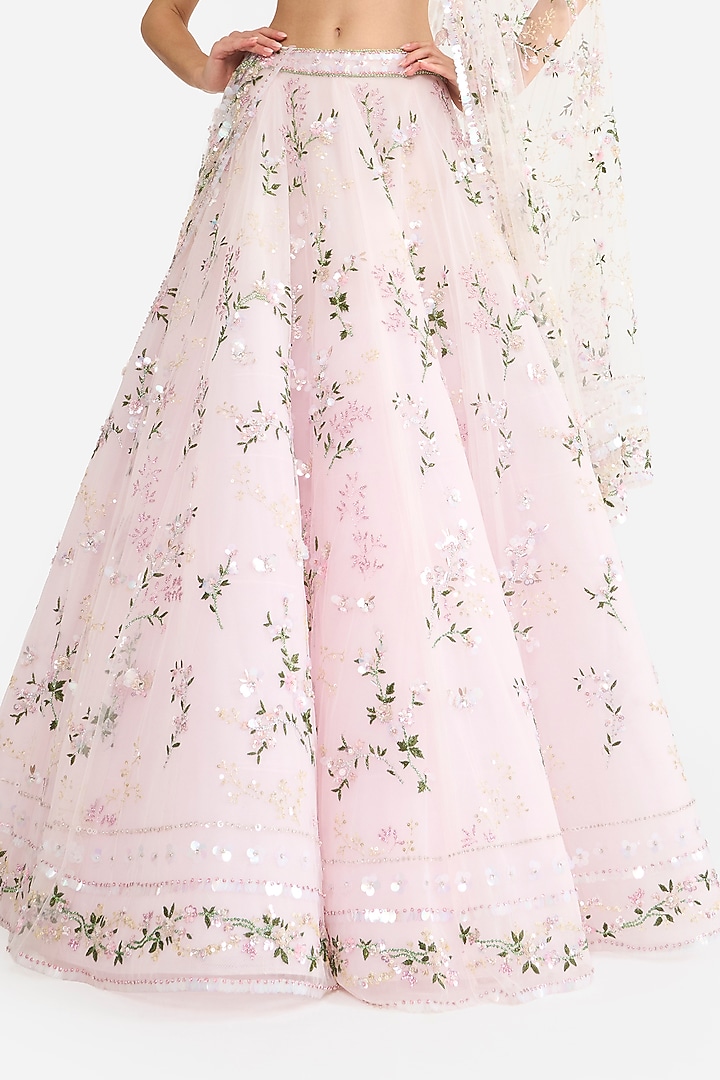 Light Pink Tulle Bridal Lehenga Set by Gauri and Nainika at Pernia's Pop Up Shop