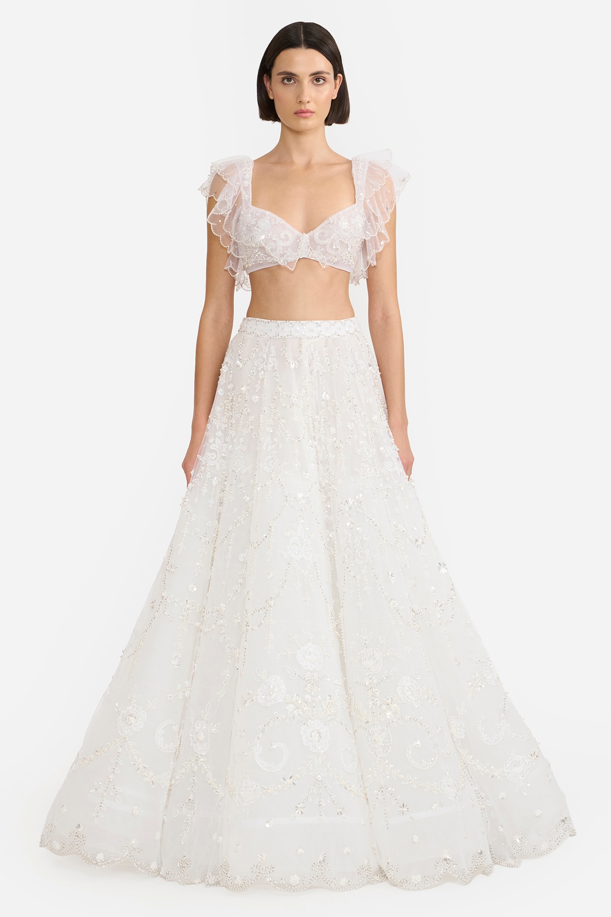 Gauri and Nainika Ivory Tulle Lehenga Set