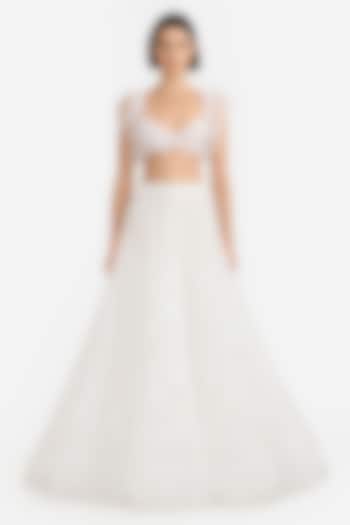 Ivory Tulle Bridal Lehenga Set by Gauri and Nainika at Pernia's Pop Up Shop