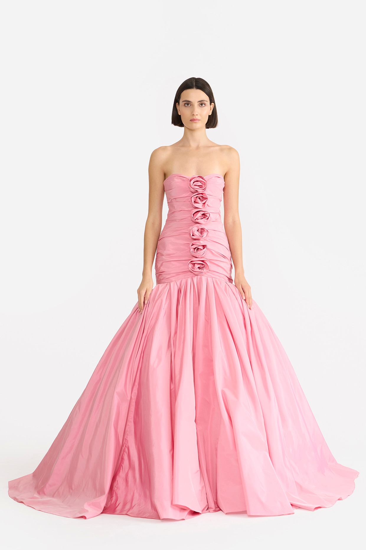 Gauri and Nainika Rose Quartz Taffeta Draped Gown