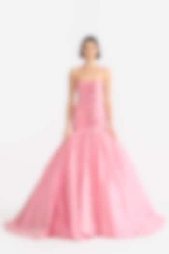 Rose Quartz Taffeta Draped Bridal Gown by Gauri and Nainika at Pernia's Pop Up Shop