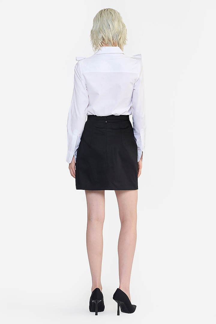 White Cotton Thread Embroidered Ruffle Shirt by Gauri And Nainika at Pernia's Pop Up Shop