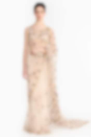 Dust Pink Tulle Bridal Saree Set by Gauri And Nainika at Pernia's Pop Up Shop