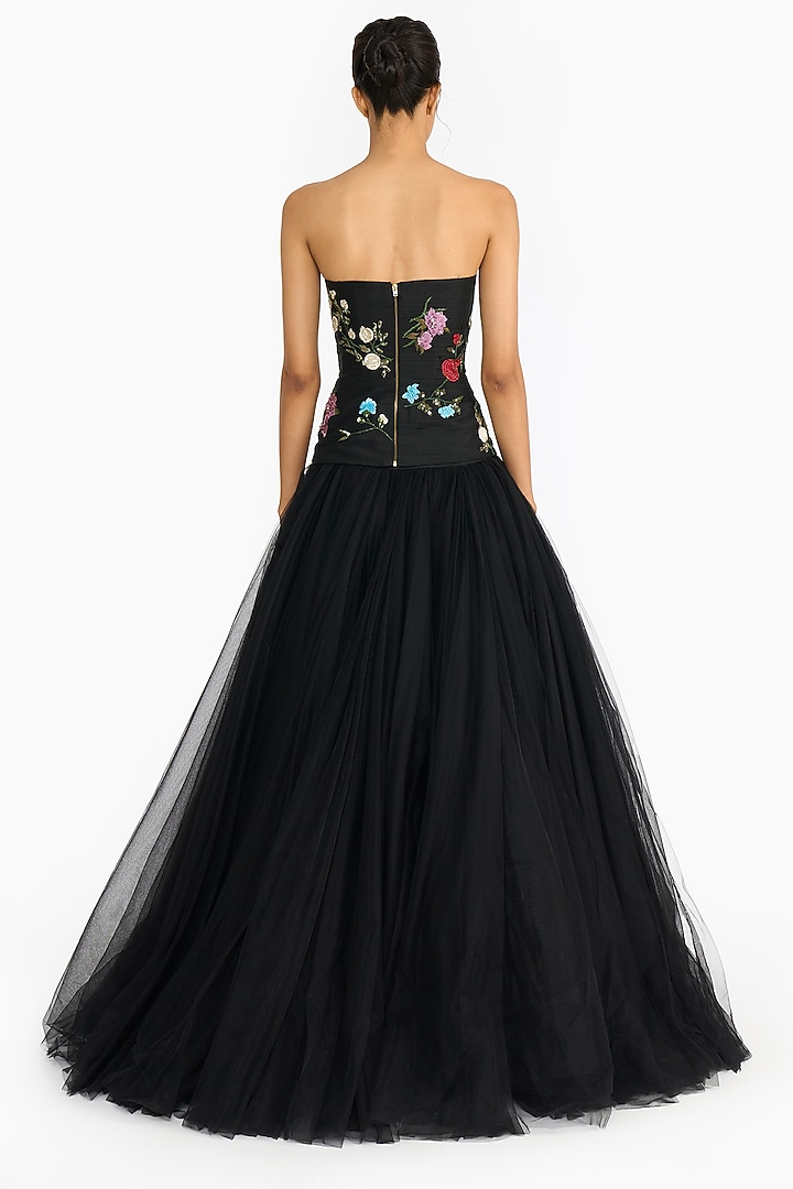 Black Tulle Skirt Set by Gauri And Nainika at Pernia's Pop Up Shop