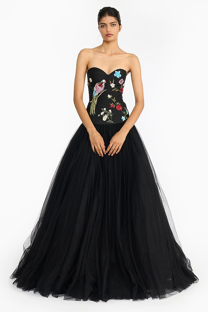 Black Tulle Skirt Set by Gauri And Nainika at Pernia's Pop Up Shop