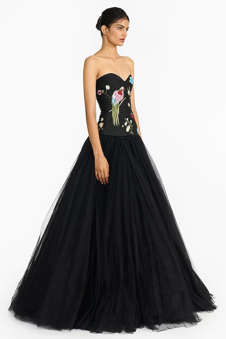 Black Tulle Skirt Set by Gauri And Nainika at Pernia's Pop Up Shop