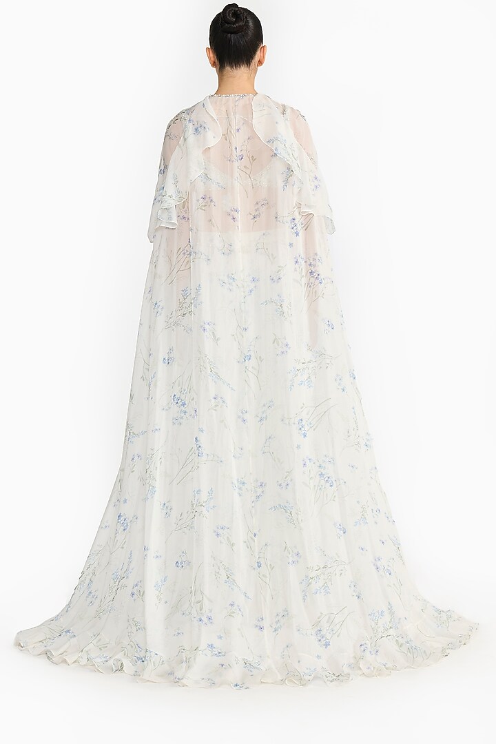 Lavender Chiffon Printed Jacket Bridal Lehenga Set by Gauri And Nainika at Pernia's Pop Up Shop