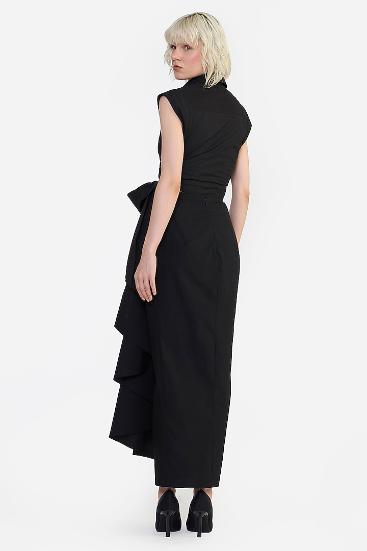 Black Cotton Embroidered Shirt by Gauri And Nainika at Pernia's Pop Up Shop