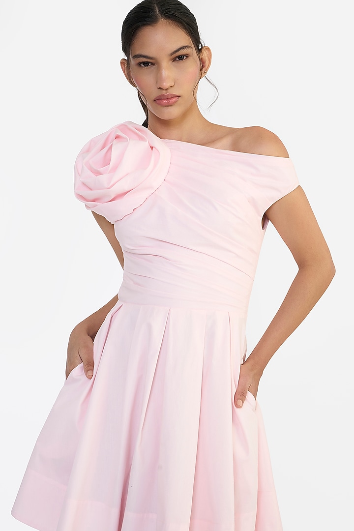 Pink Cotton Mini Cocktail Dress by Gauri and Nainika at Pernia's Pop Up Shop