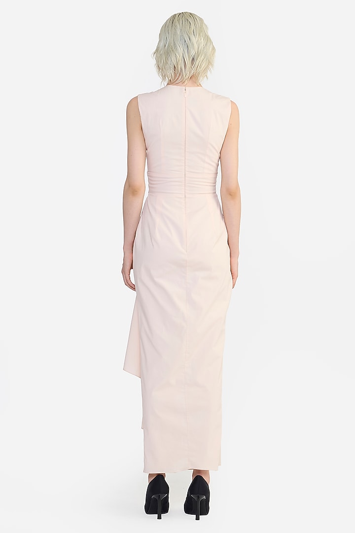 Light Peach Cotton Thread Embroidered Party Wear Dress by Gauri and Nainika at Pernia's Pop Up Shop