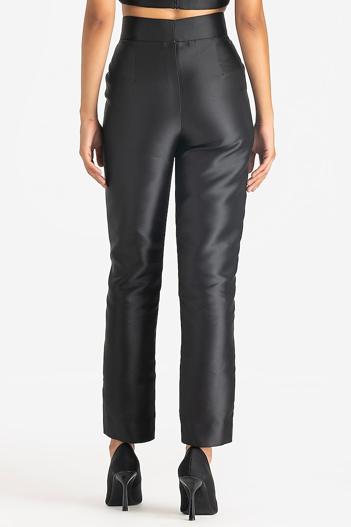 Black Mikado Tapered Pants by Gauri And Nainika at Pernia's Pop Up Shop