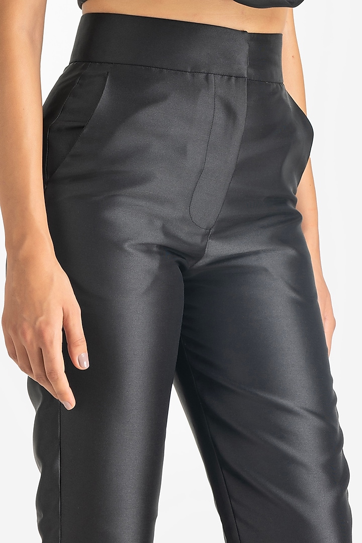 Black Mikado Tapered Pants by Gauri And Nainika at Pernia's Pop Up Shop