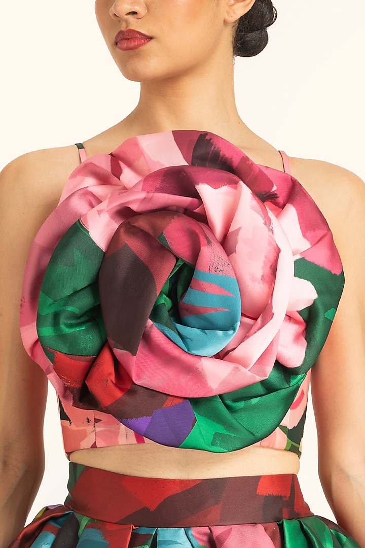 Multi-Colored Mikado Printed Corset Top by Gauri And Nainika at Pernia's Pop Up Shop