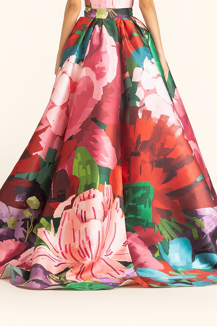 Multi-Colored Mikado Printed Maxi Skirt by Gauri And Nainika at Pernia's Pop Up Shop