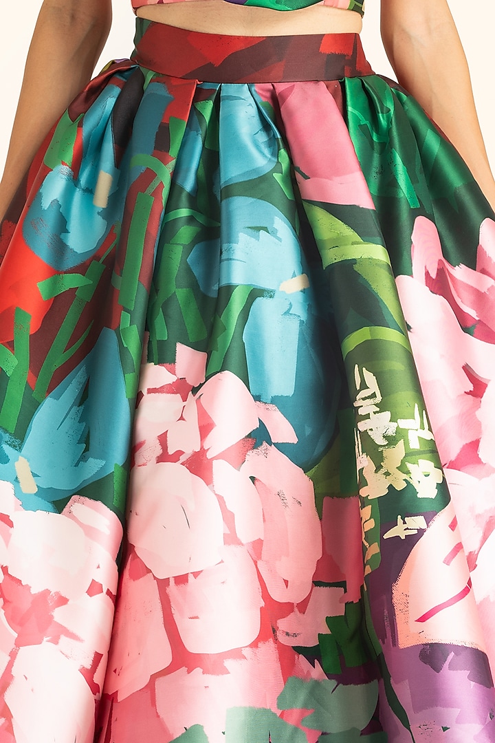 Multi-Colored Mikado Printed Maxi Skirt by Gauri And Nainika at Pernia's Pop Up Shop