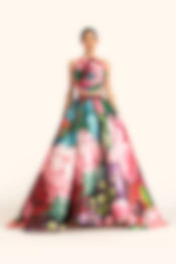 Multi-Colored Mikado Printed Maxi Skirt by Gauri And Nainika at Pernia's Pop Up Shop