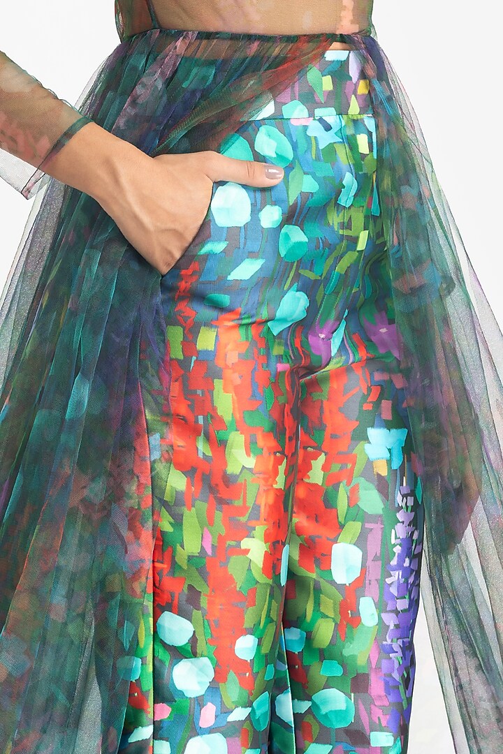 Multi-Colored Mikado Printed Tapered Pants by Gauri And Nainika at Pernia's Pop Up Shop