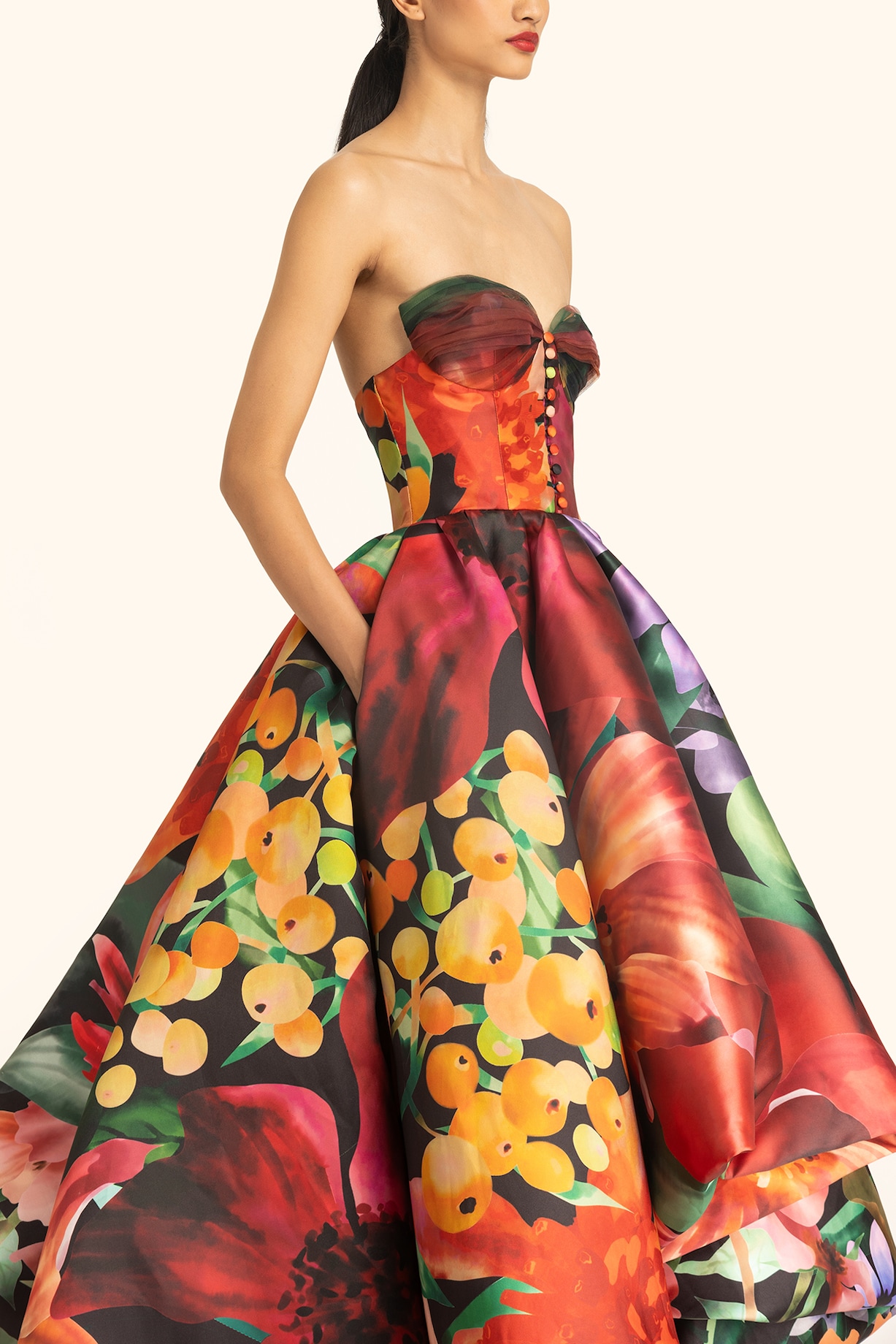 V-Neck Mikado High-Low Dress
