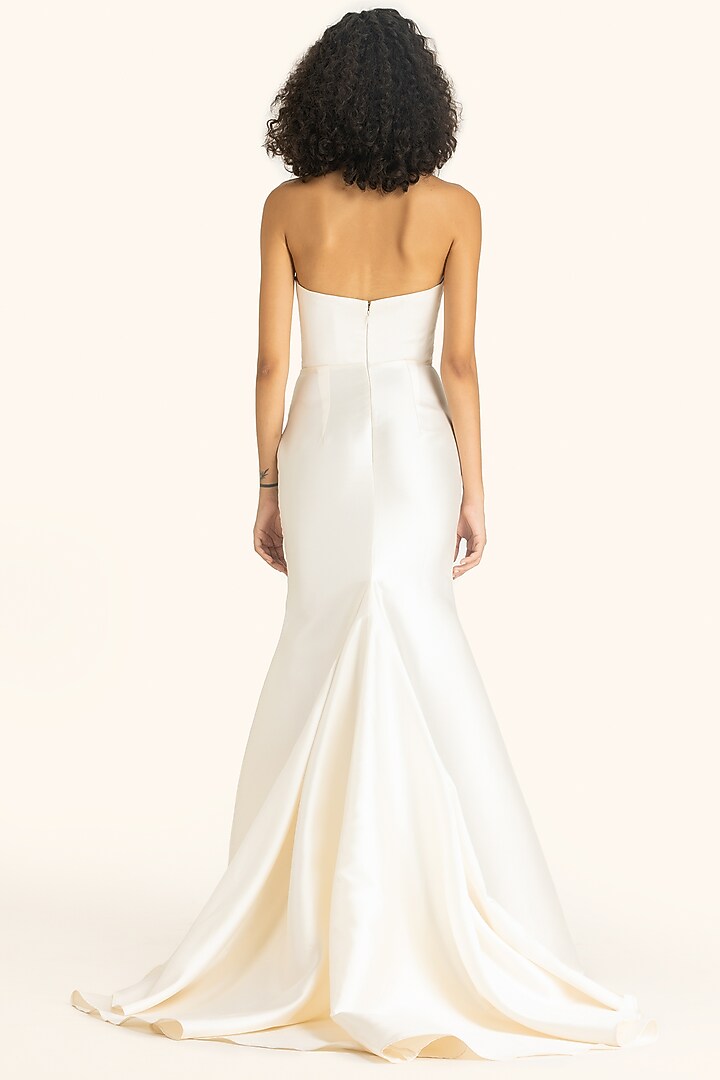 Ivory Mikado Cut-Out Mermaid Wedding Gown by Gauri And Nainika at Pernia's Pop Up Shop