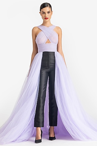 Mauve Net Tie-Up Trail Top by Gauri and Nainika