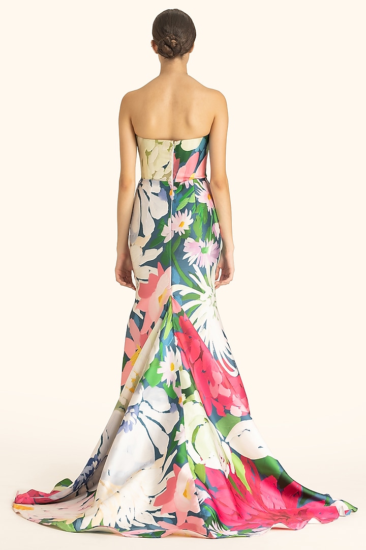 Multi-Colored Net Dahlia Printed Mermaid Bridal Gown by Gauri and Nainika at Pernia's Pop Up Shop