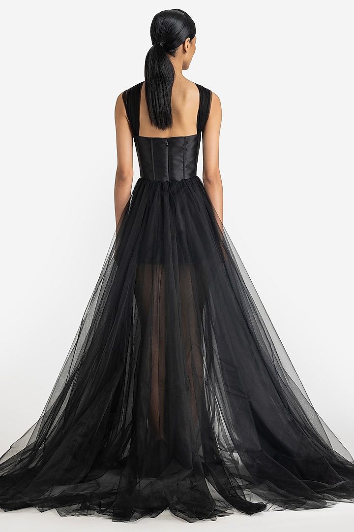 Black Mikado & Net Romper by Gauri and Nainika at Pernia's Pop Up Shop
