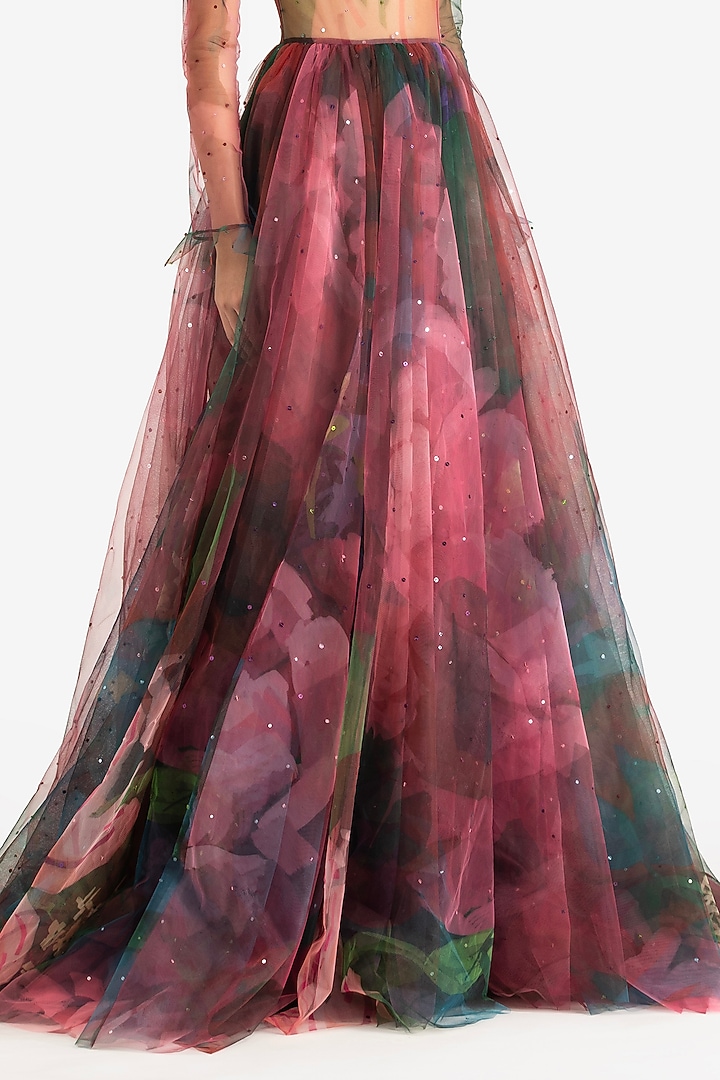 Multi-Colored Tulle Printed & Sequin Embroidered Bridal Gown by Gauri and Nainika at Pernia's Pop Up Shop