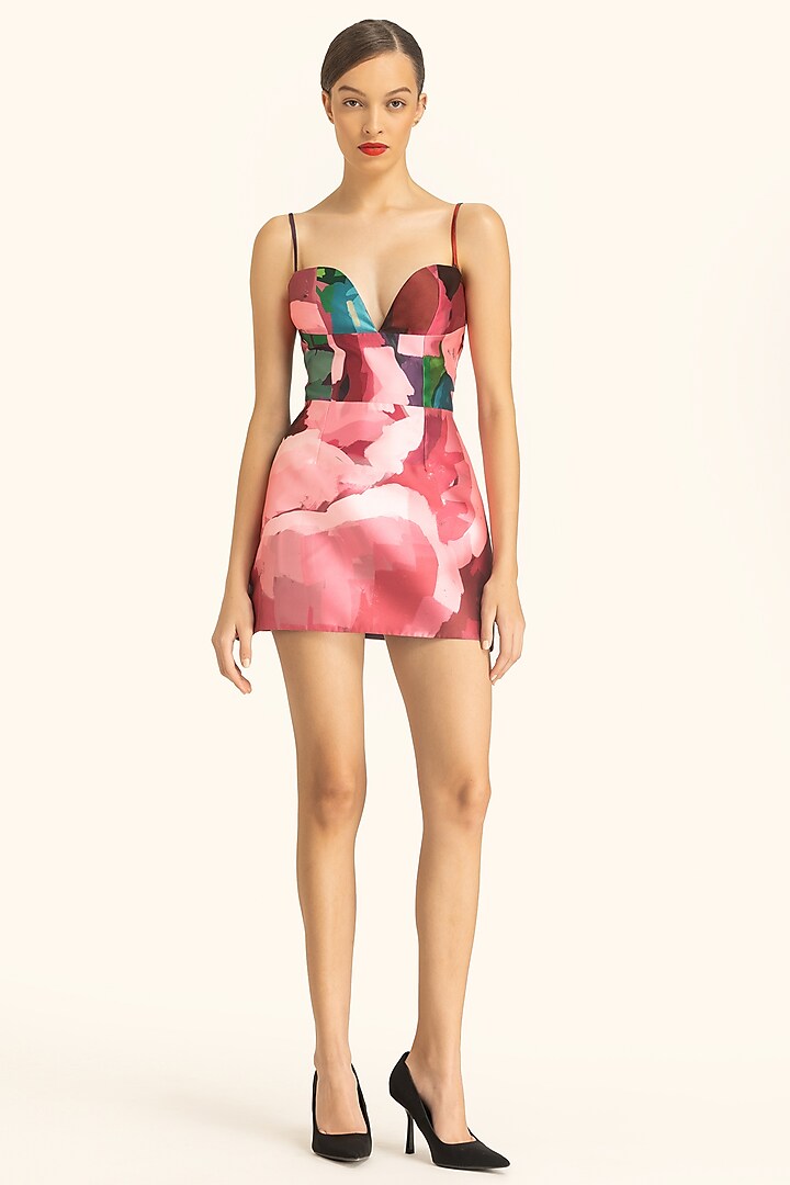 Multi-Colored Mikado Printed Mini Dress by Gauri and Nainika