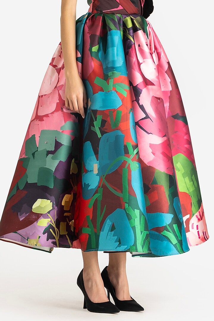 Multi-Colored Mikado Draped Midi Party Wear Dress by Gauri and Nainika at Pernia's Pop Up Shop