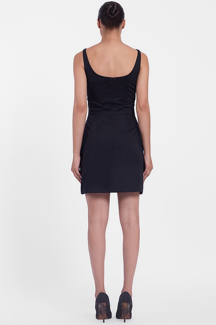 Black Cotton Crystal Embroidered Mini Party Wear Dress by Gauri And Nainika at Pernia's Pop Up Shop