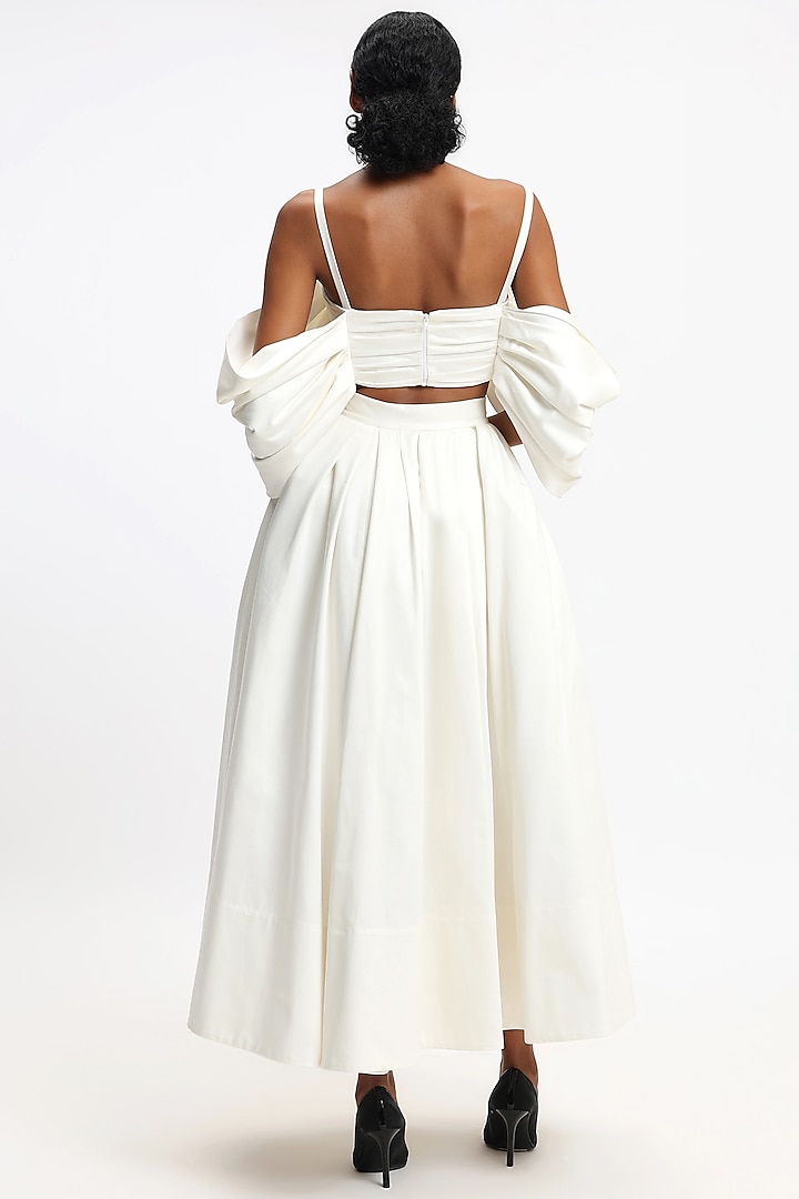Ivory Cotton Draped Crop Top by Gauri And Nainika at Pernia's Pop Up Shop